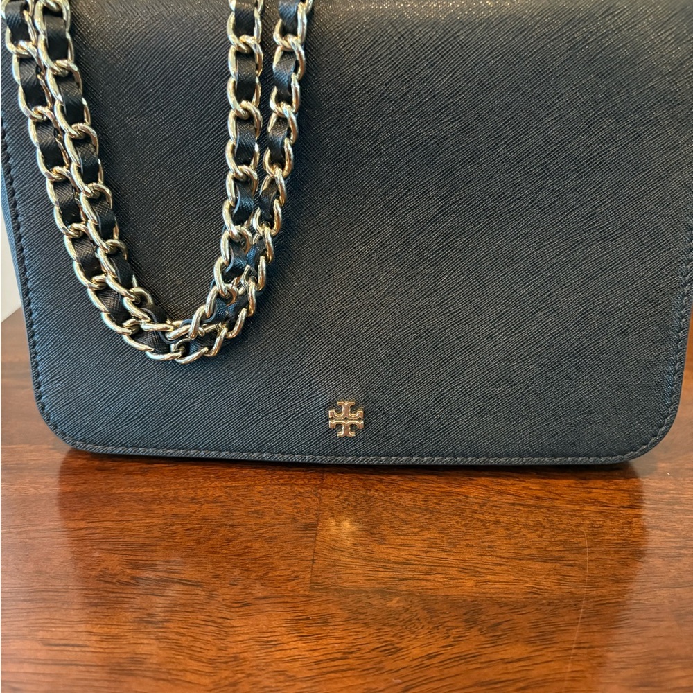 Tory Burch Navy Crossbody Bag with Silver Chain